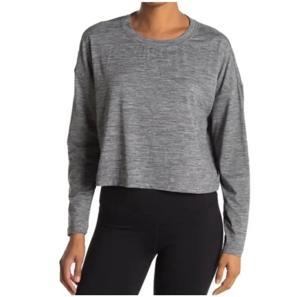 Zella Active Cropped Long Sleeve Top Heather Gray XS - Picture 2 of 9